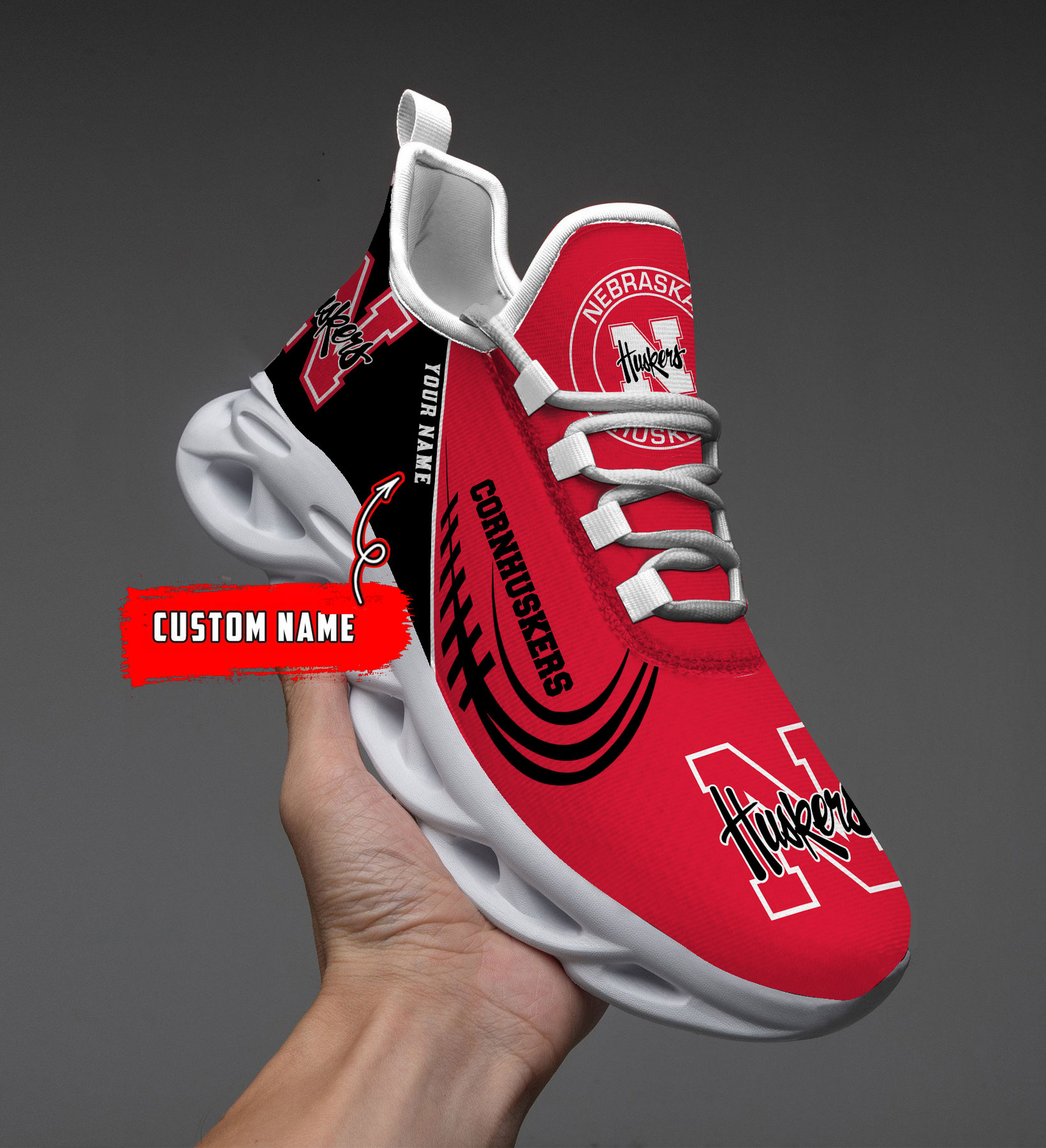 1 Custom Name  Miami Hurricanes PERSONALIZED MAX SOUL SHOES T1