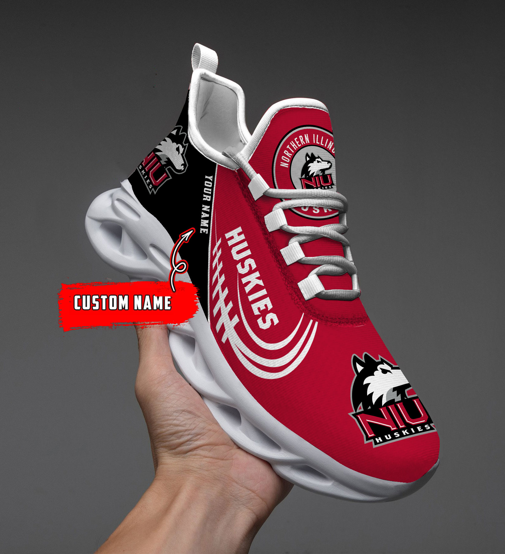 1 Custom Name  Ole Miss Rebels PERSONALIZED MAX SOUL SHOES T1