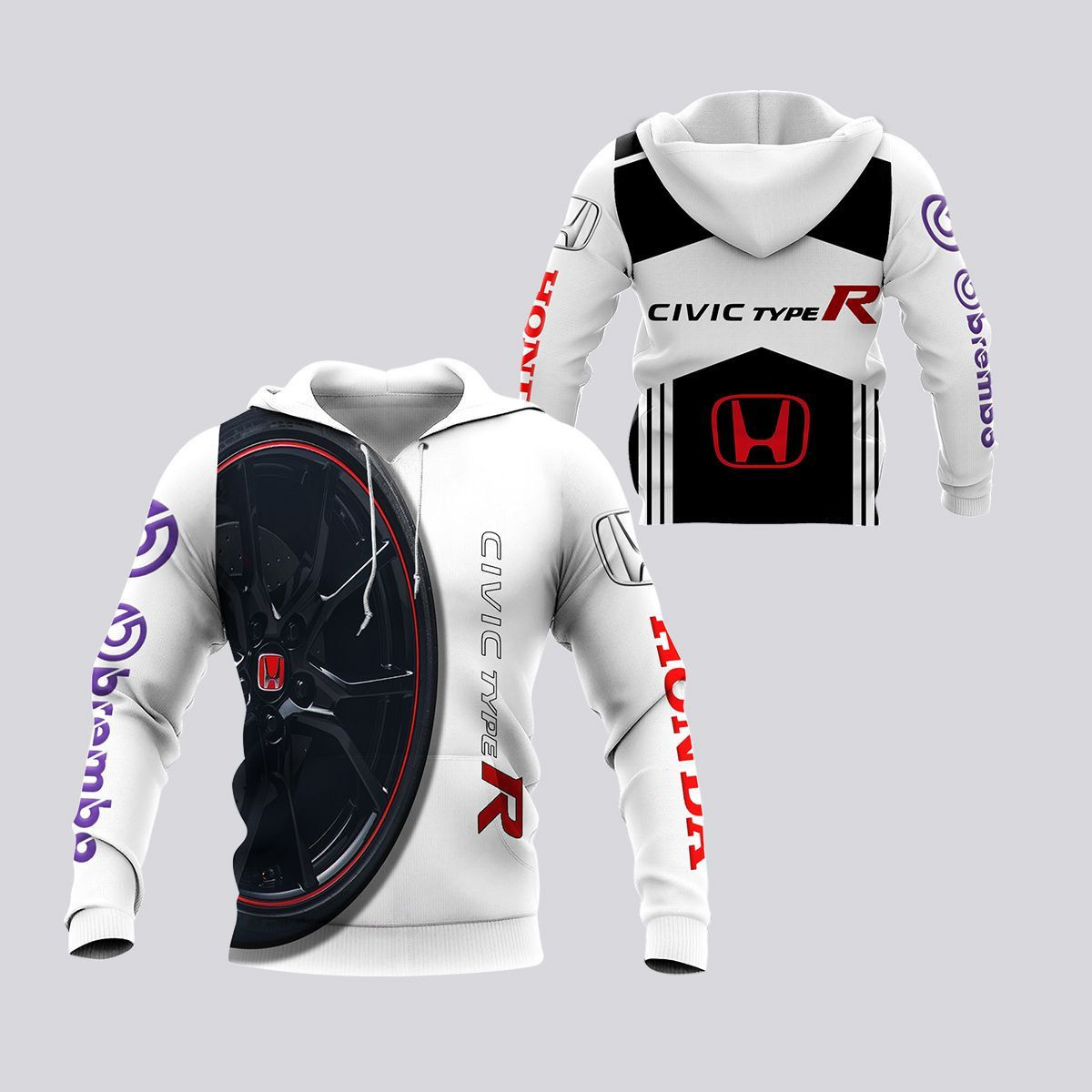 3D All Over Printed Honda Civic Type R Shirts Ver1 (White)