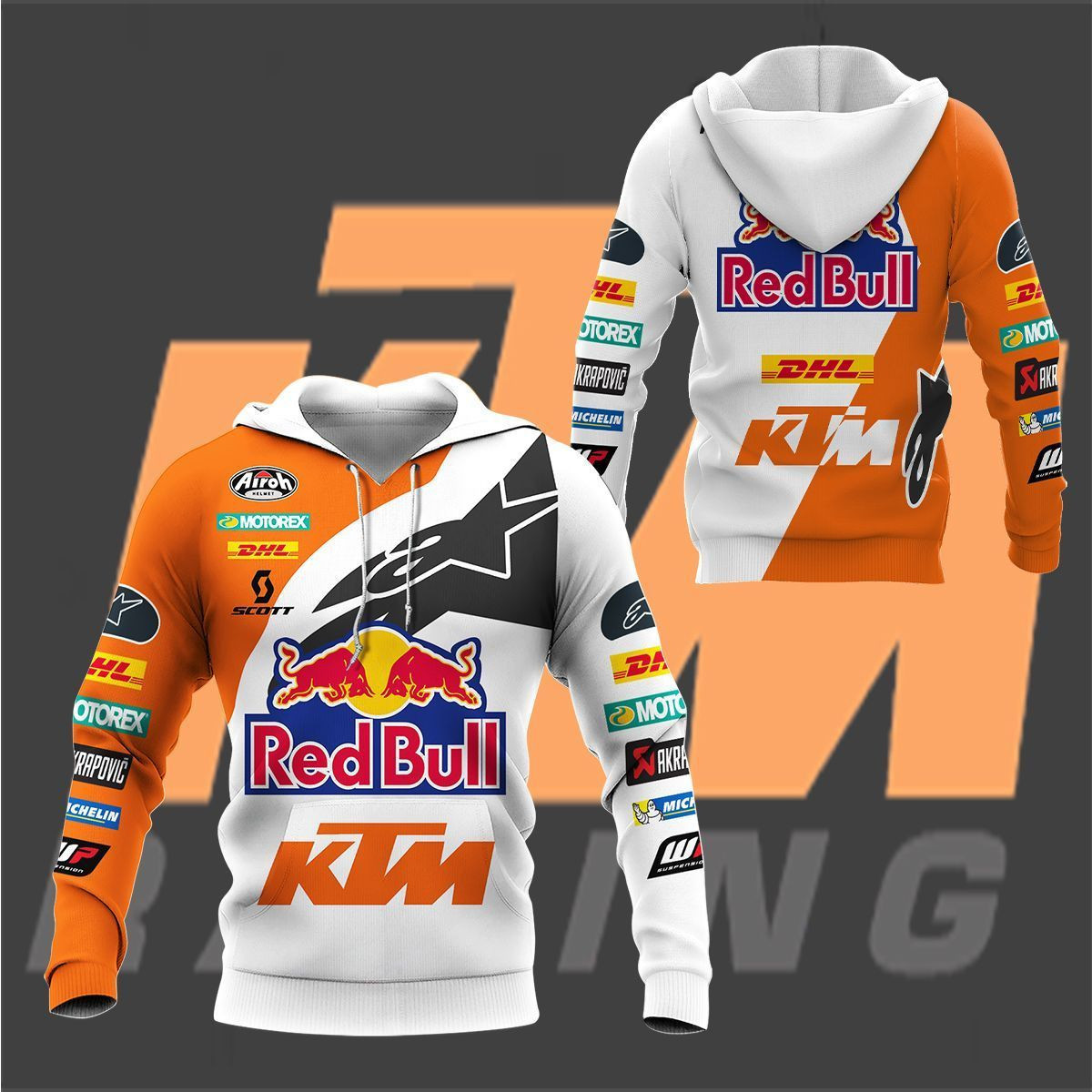 3D All Over Printed KTM Mxgp  Shirts Ver 1 (Grey & Orange)