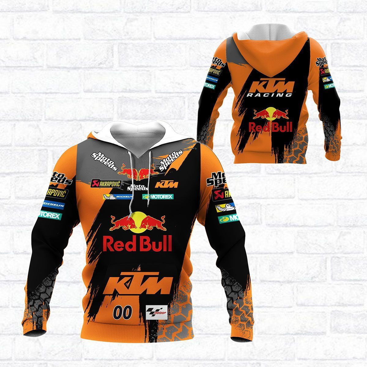 3D All Over Printed KTM Racing  Shirts Ver13 (Orange&Dark Blue)