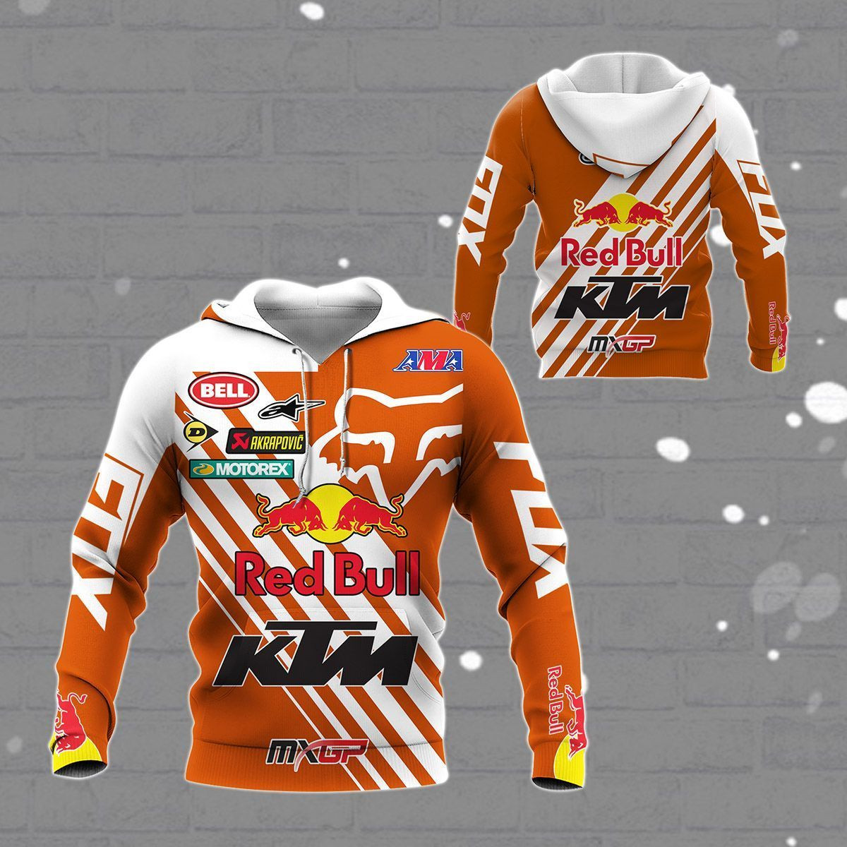 3D All Over Printed KTM Racing  Shirts Ver13 (Orange&Dark Blue)