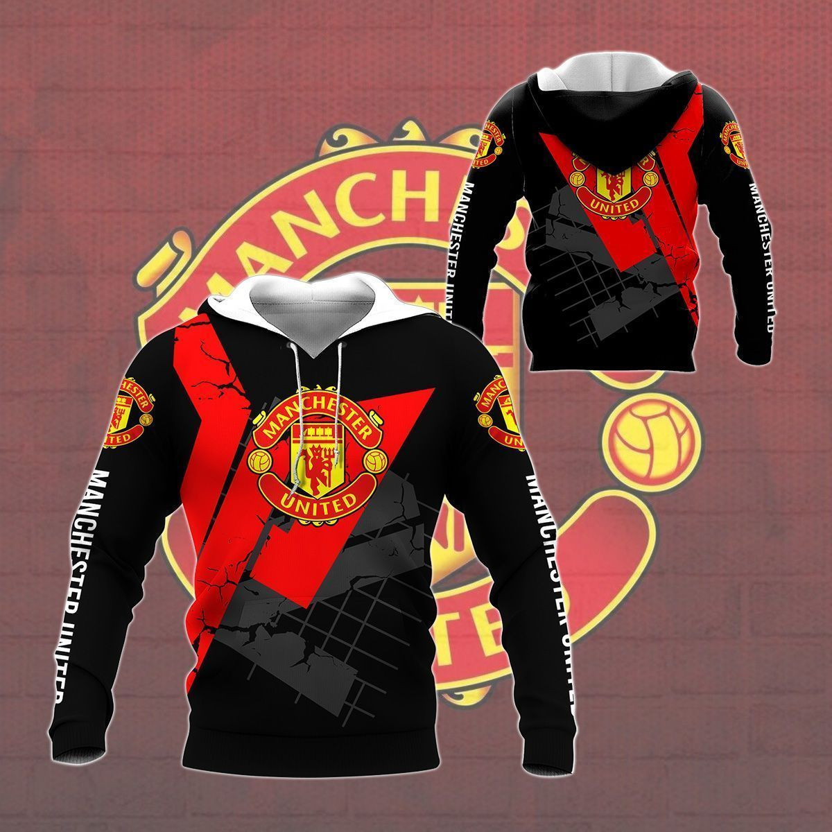 3D All Over Printed Manchester United NTH-HT Shirts Ver 3 (Black & Red)
