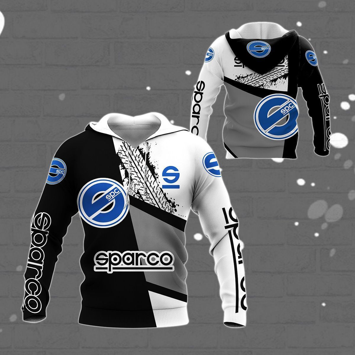 3D All Over Printed Sparco  Shirts Ver9 (White)