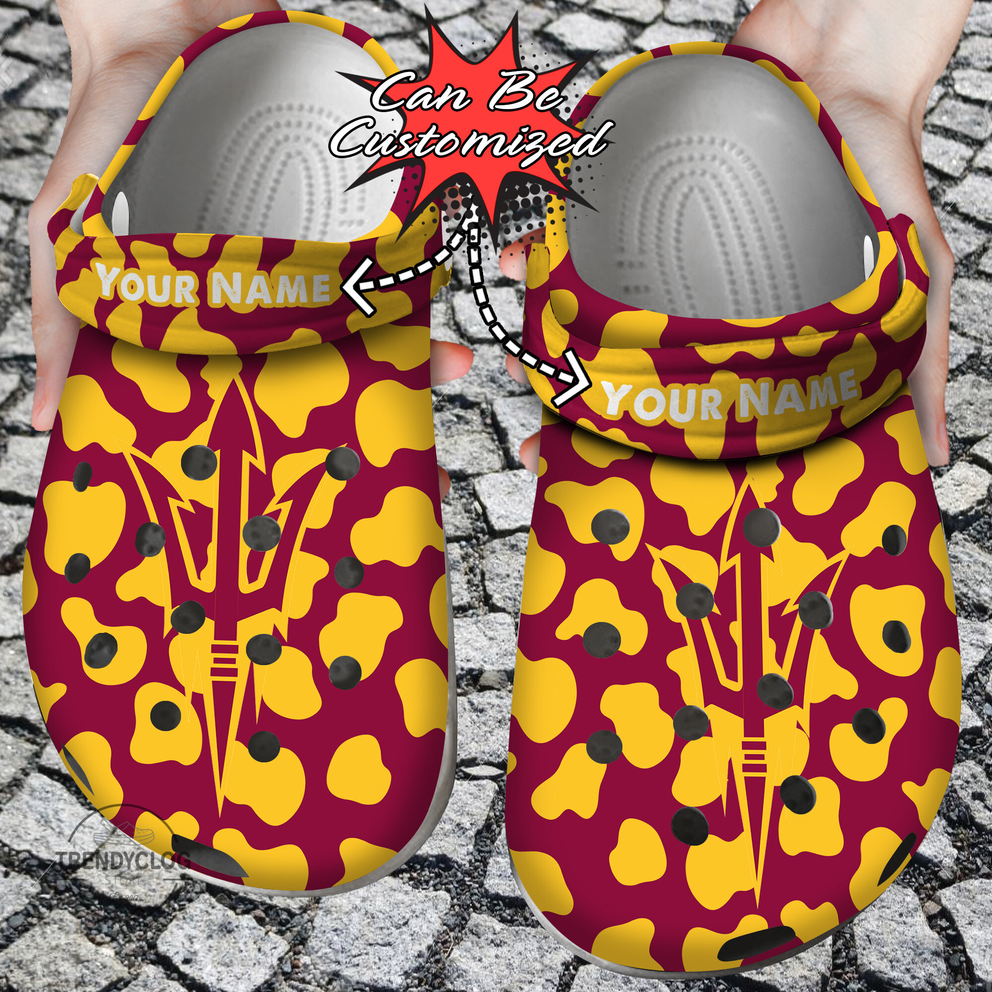 A.Sun Devils Sport University Cow Animal Print New Clog