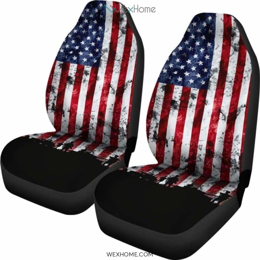 American Flag Blue Helmet Car Seat Covers