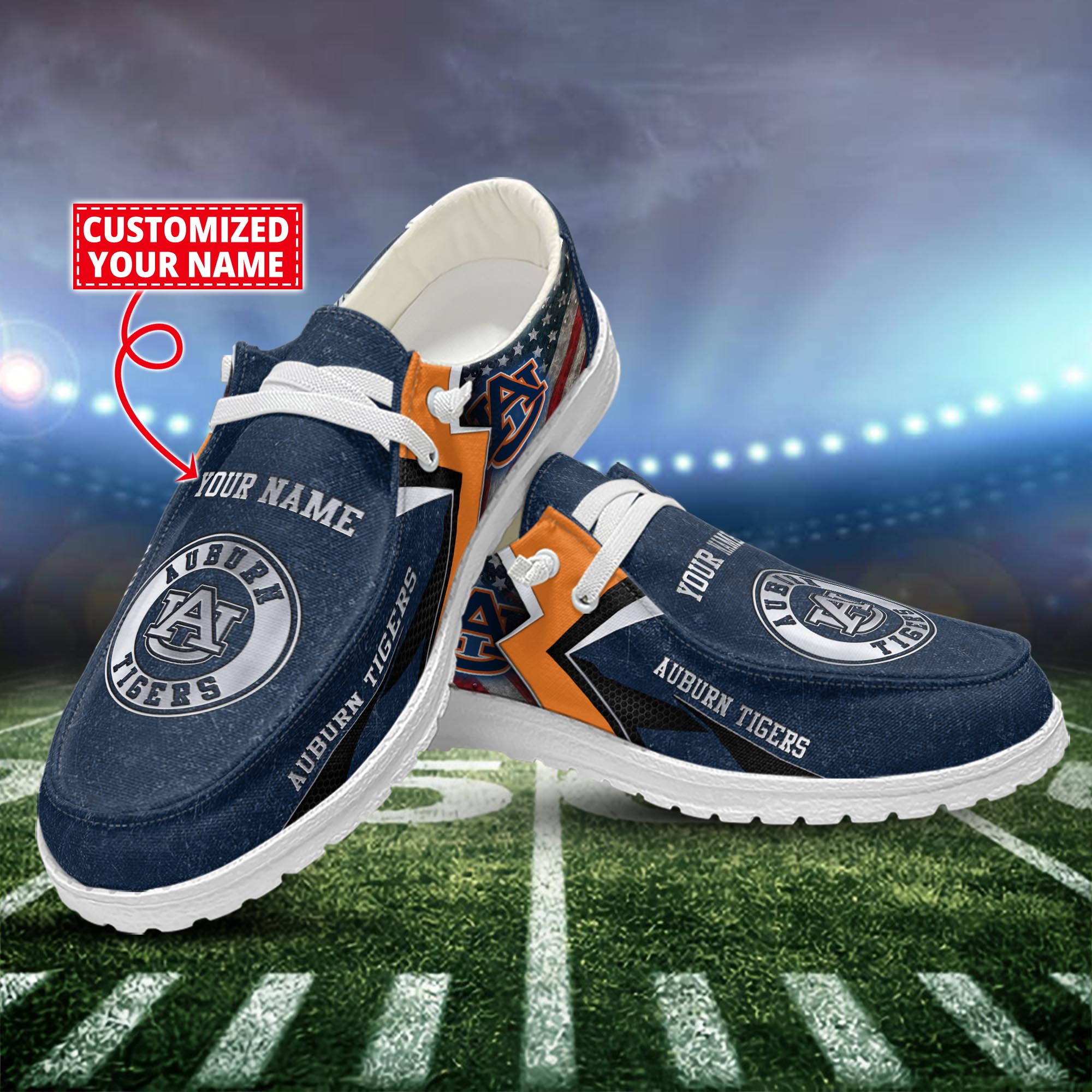 Denver Broncos Personalized Hey Dude Sports Shoes - Custom Name Design