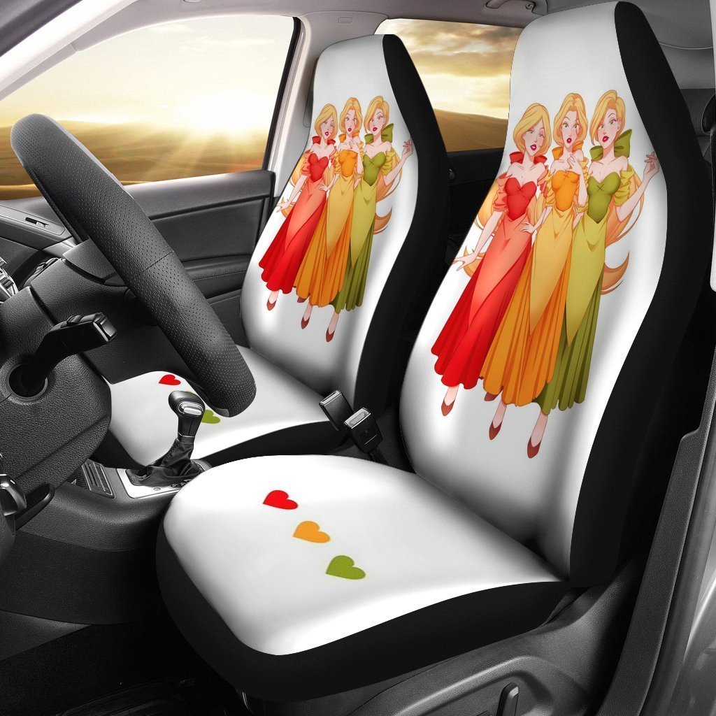 Beauty And The Beast Art Glass Car Seat Cover ( Set of 2)