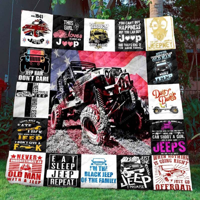Custom Personalized Dog Mom & Jeep Quilt/Fleece Blanket
