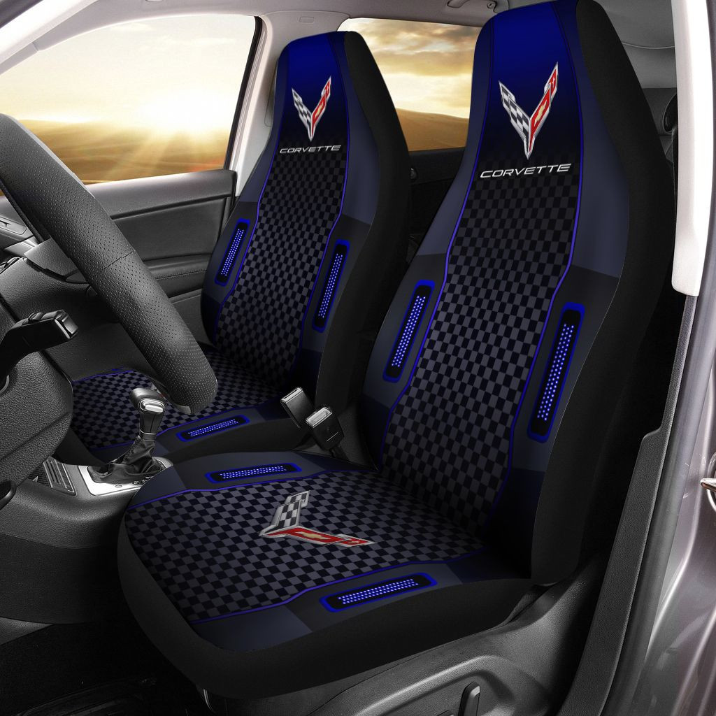 Chevrolet Corvette Car Seat Cover (Set Of 2) Ver 9 (Red)