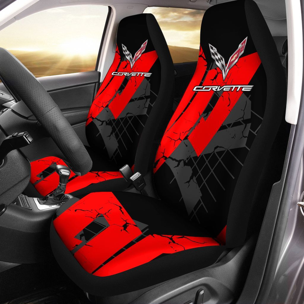 Chevrolet Corvette  Car Seat Cover (Set of 2) Ver 7 (Blue)