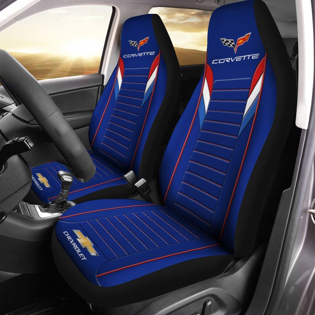 Chevrolet Corvette VTH Car Seat Cover (Set of 2) Ver 3 (Black)