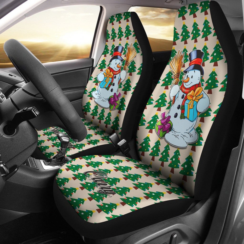 Christmas Car Seat Covers | Xmas Tree Cosplay Santa Hat Snowman Seat Covers