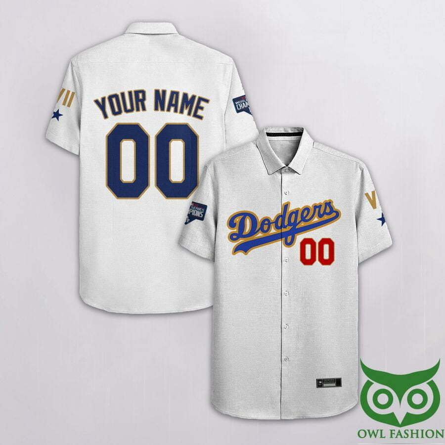 Custom Name Number Los Angeles Dodgers Gray Hawaiian Shirt