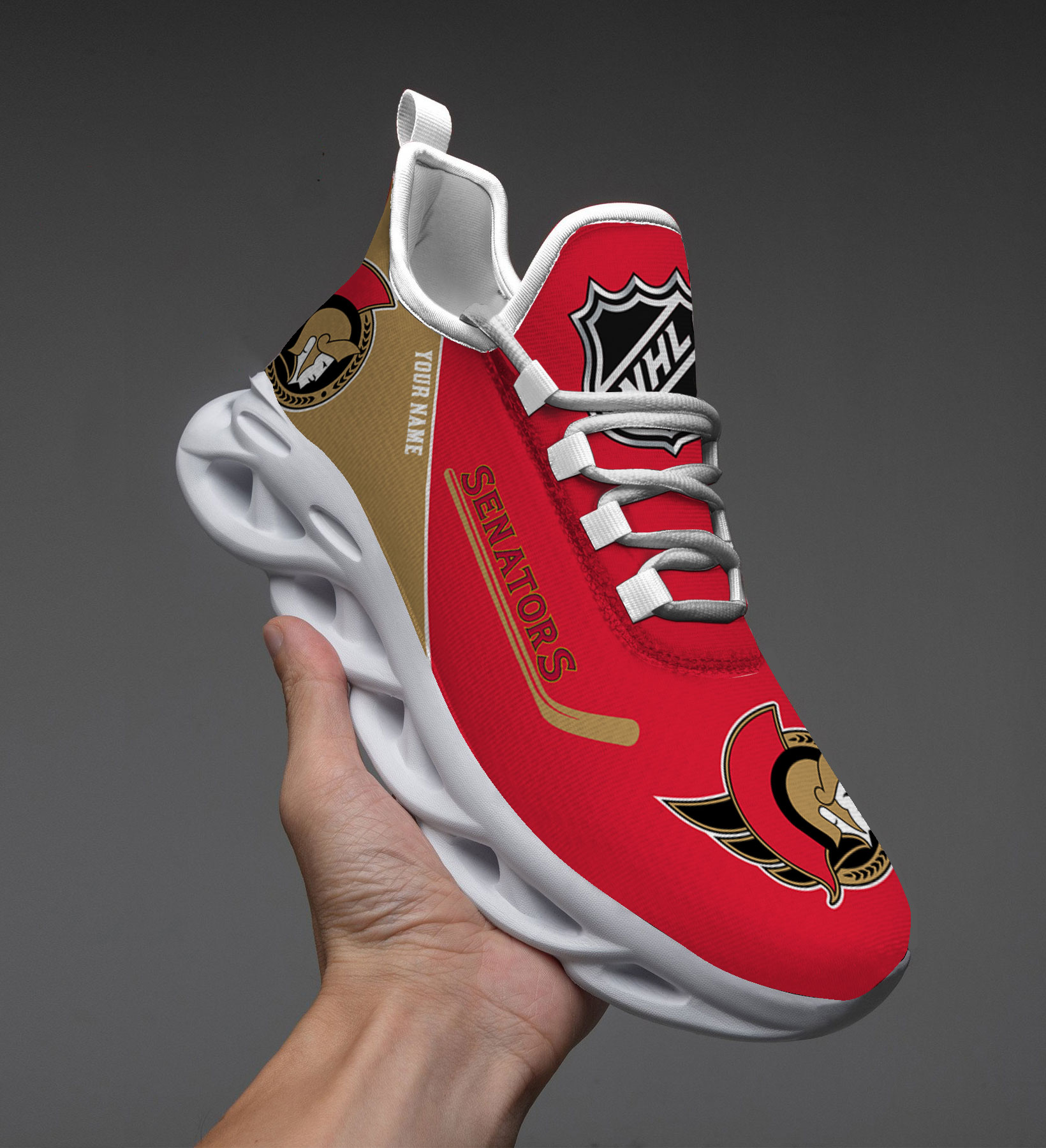 1 Custom Name   Las Vegas Raiders   PERSONALIZED MAX SOUL SHOES T4