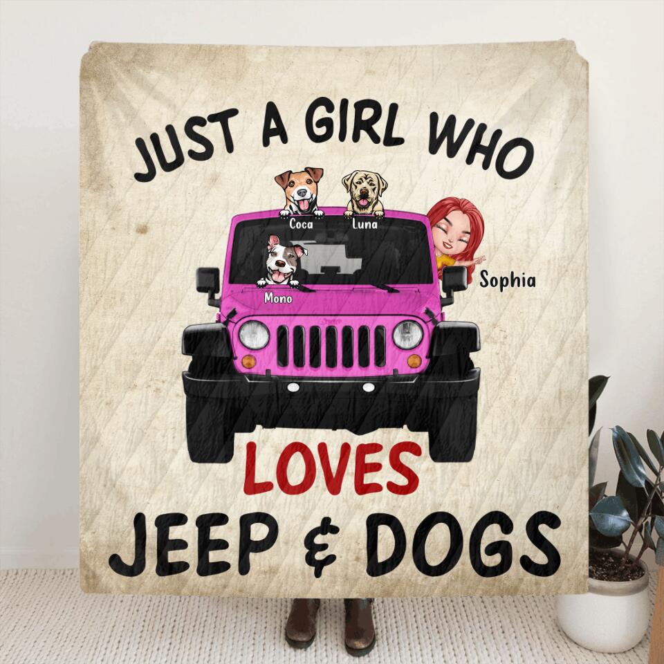Custom Personalized Jeep Lady Quilt/Fleece Blanket