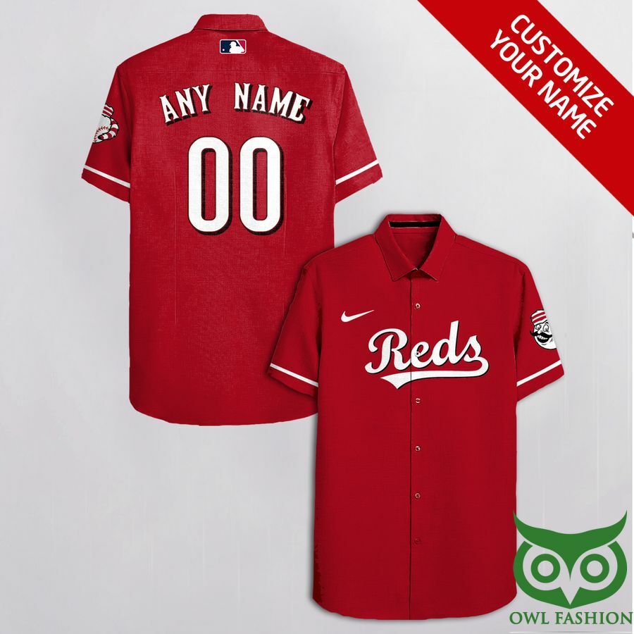 Customized Cincinnati Reds White With Leftside Team Hawaiian Shirt