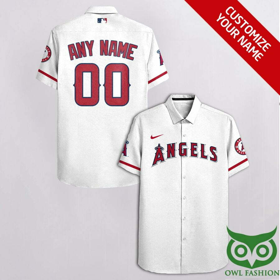 Customized Los Angeles Angels Red With Gray Hawaiian Shirt
