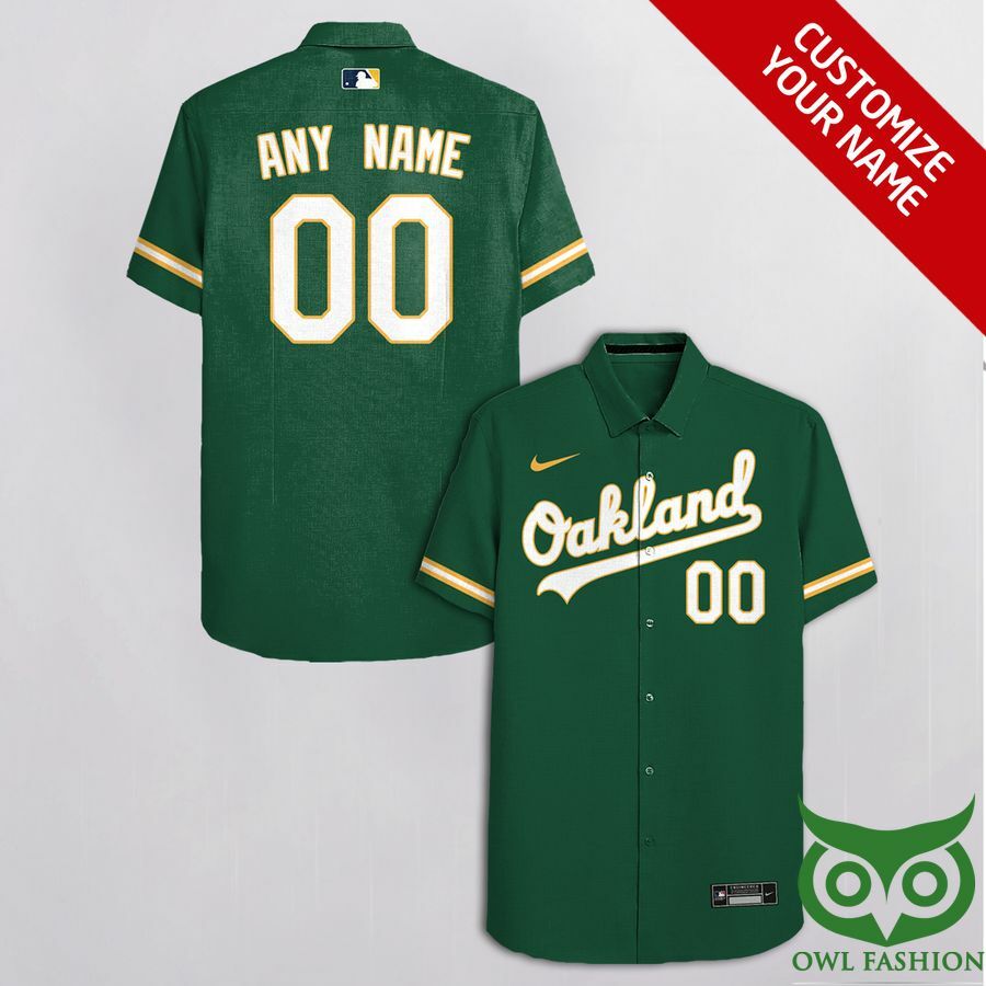 Customized Oakland Athletics White With Green Hawaiian Shirt