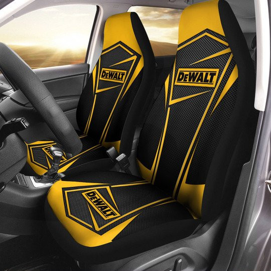 Dewalt Art Metal Logo And Background Mechanic Brand Car Seat Cover