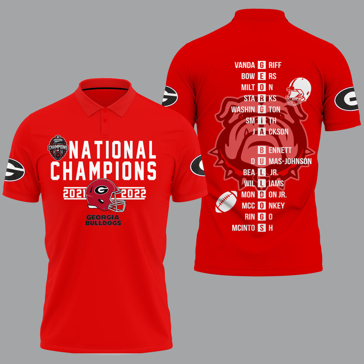 Georgia Bulldogs 2022 National Champions Black Polo Shirt - v11