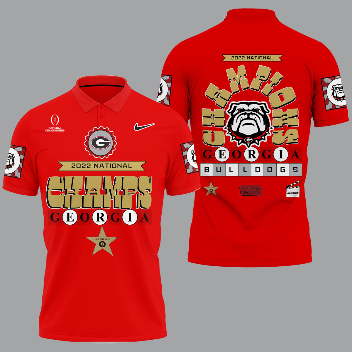 Georgia Bulldogs 2022 National Champions Red Polo Shirt -v16