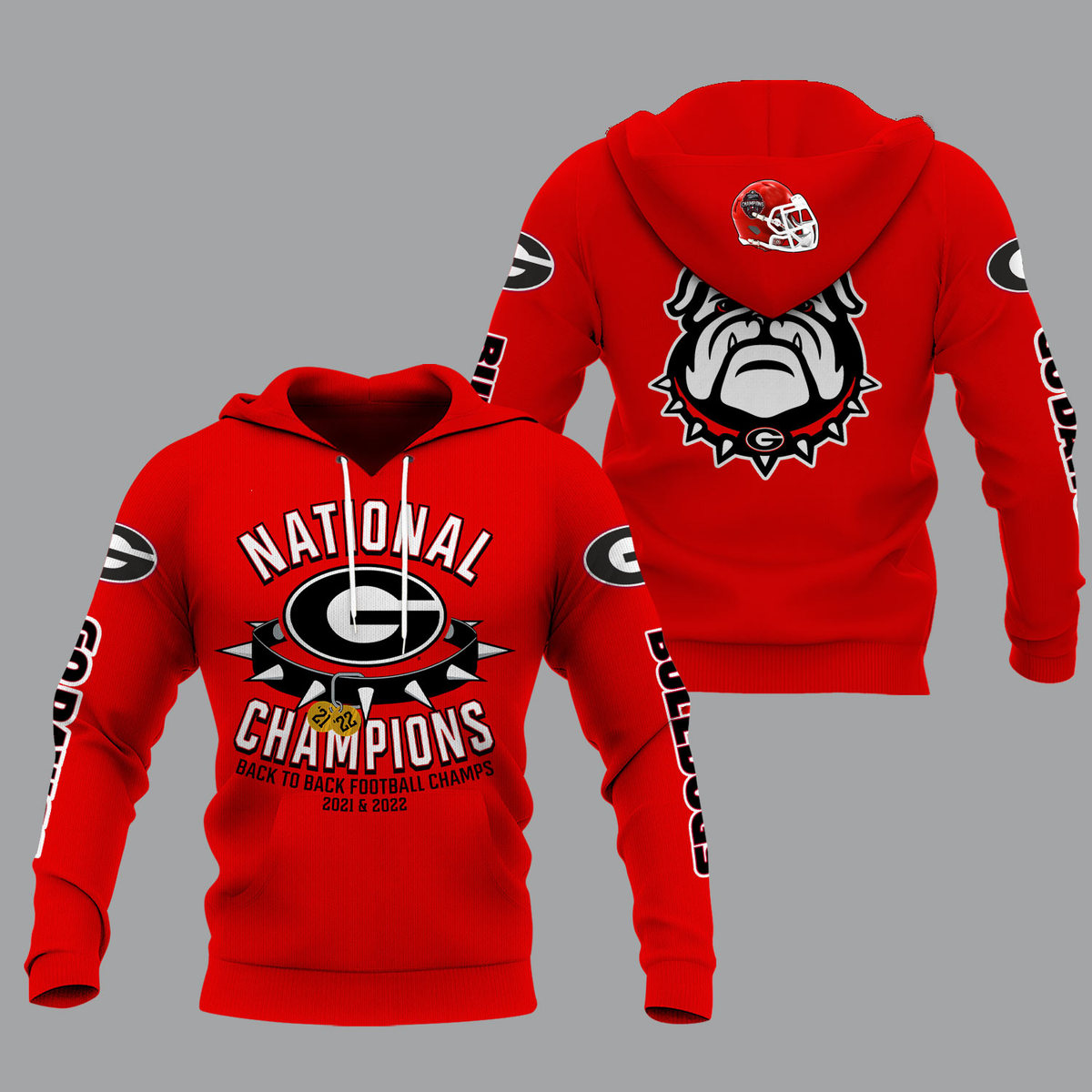 Georgia Bulldogs 2022 National Champions Red Shirts - v12
