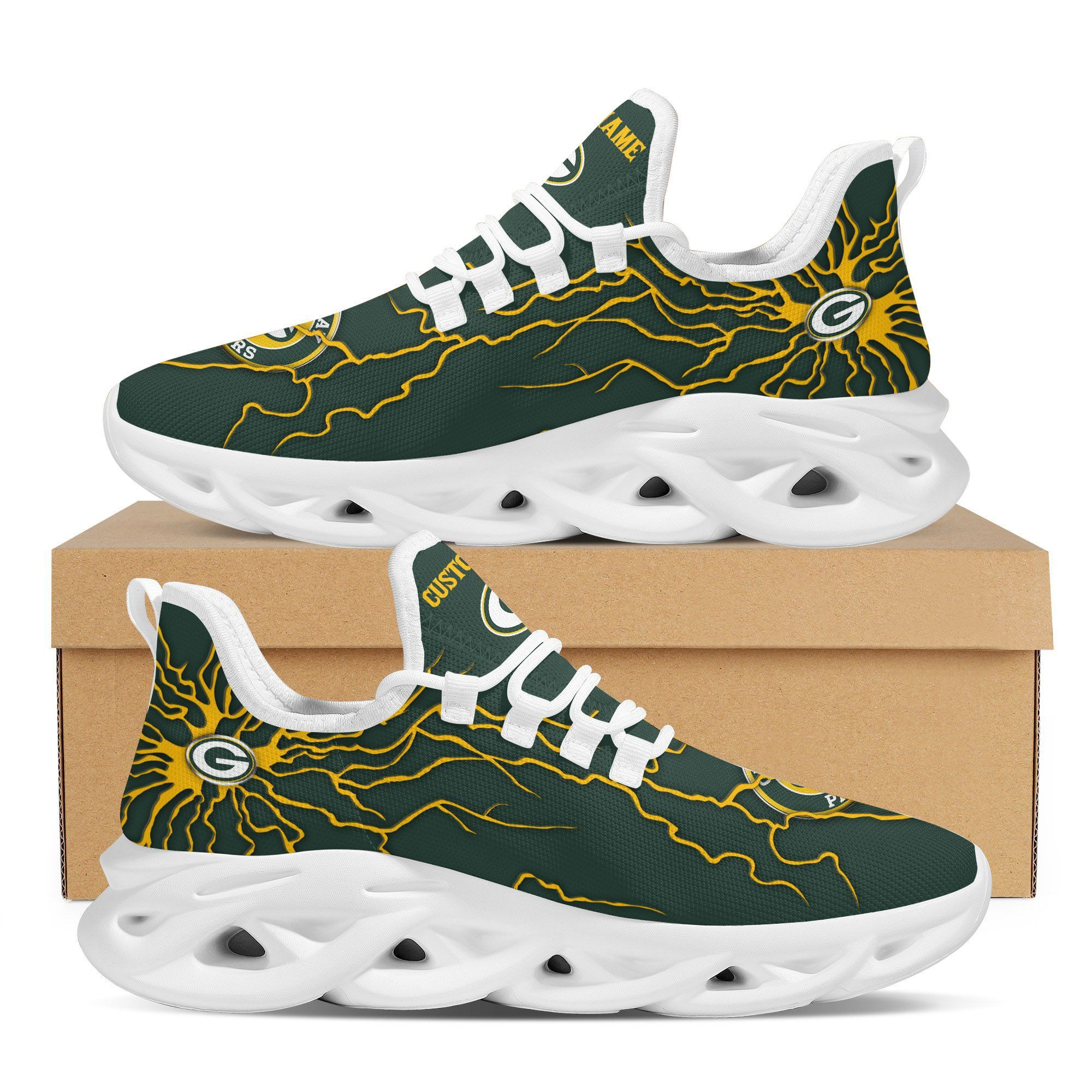 Green Bay Packers Custom Name Stylish Graffiti Personality Max Soul Shoes 