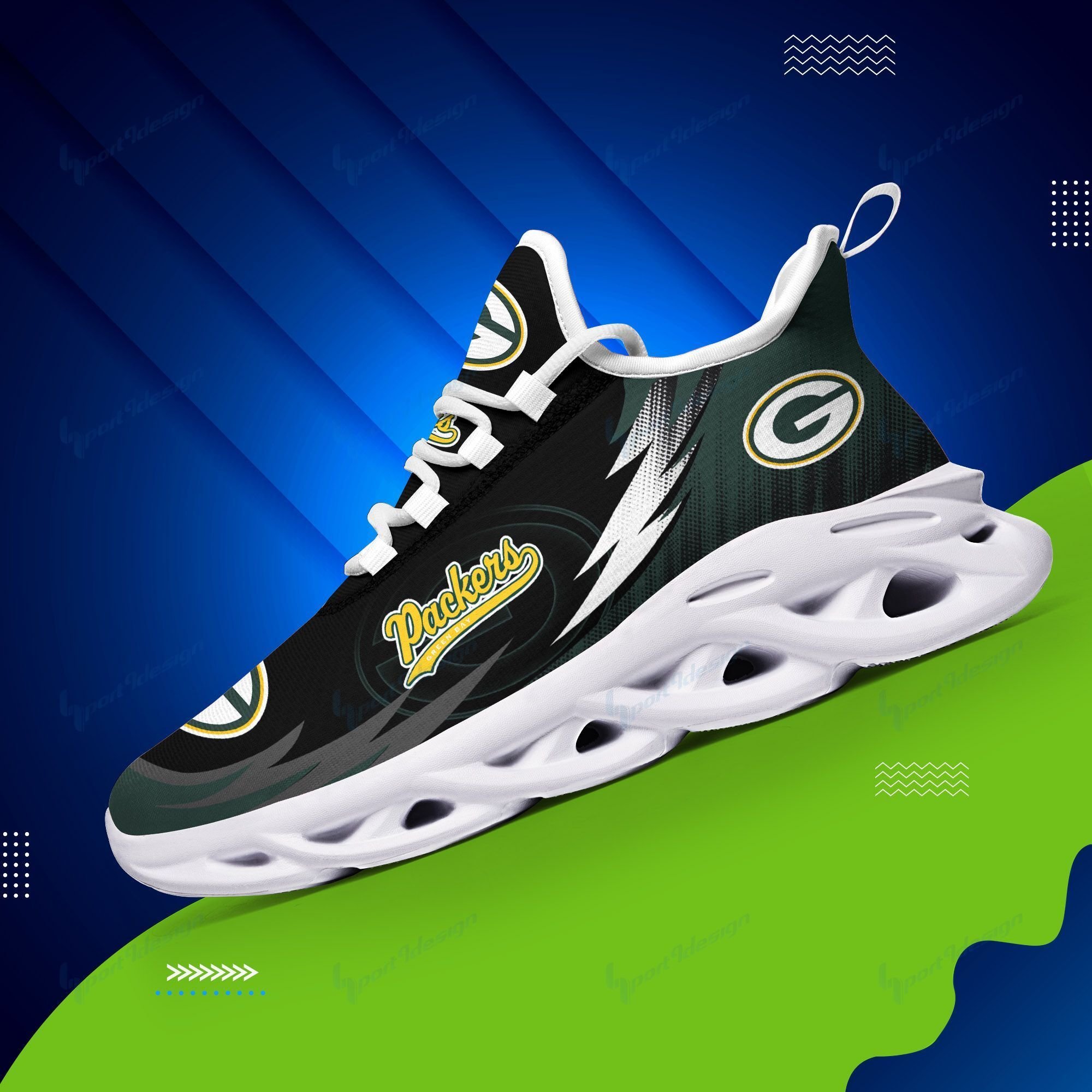Green Bay Packers Max Soul YZ Running Sneakers 173 