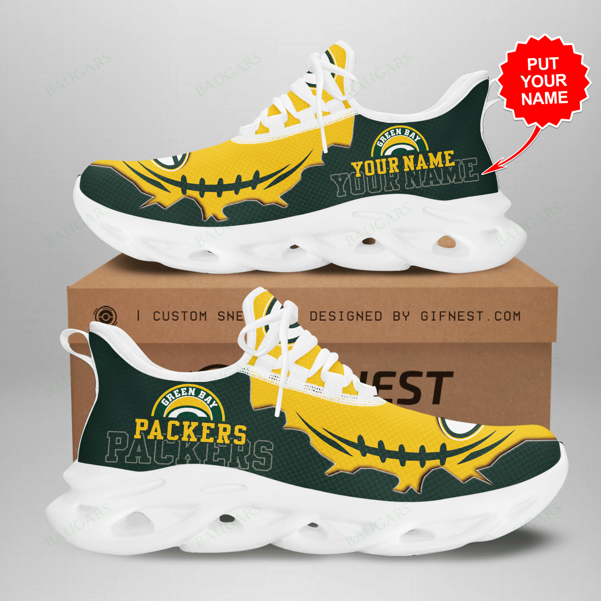 Green Bay Packers Running Sneakers Art 578 