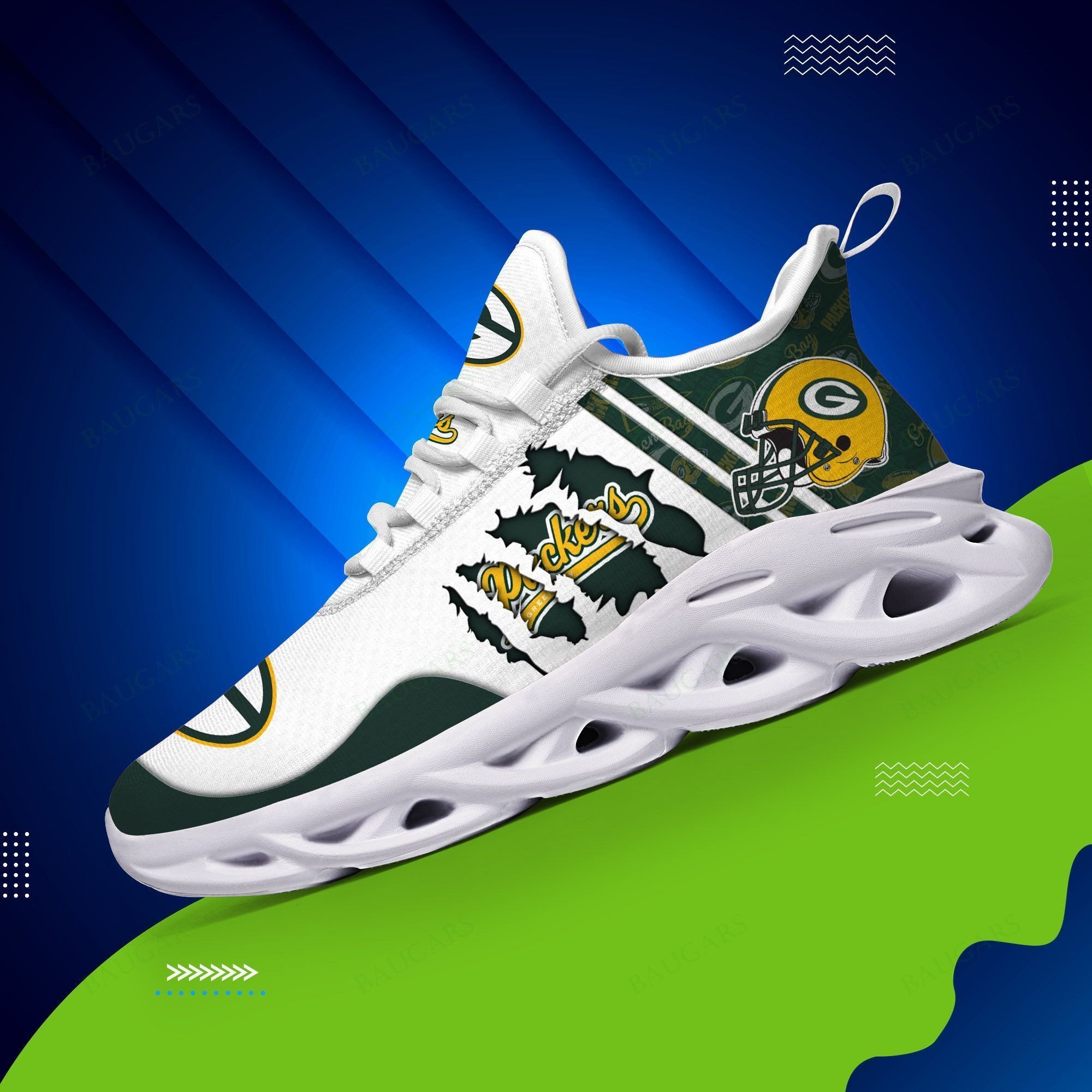 Green Bay Packers Running Sneakers Art 646 