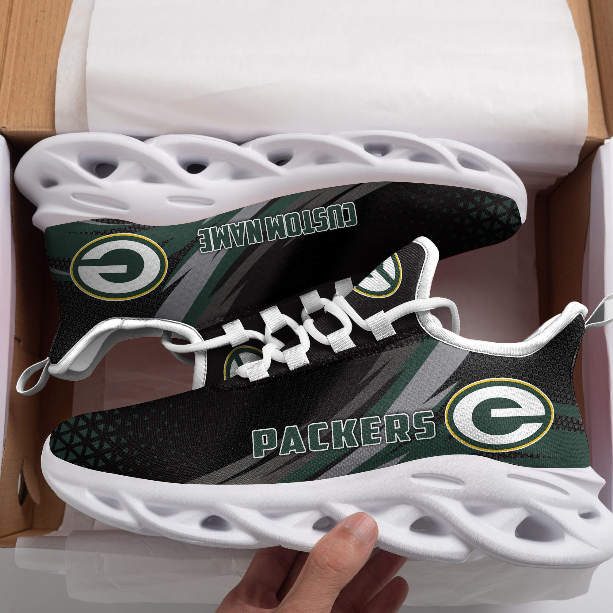 Green Bay Packers Triangle Custom Personalized Max Soul Sneakers Running Sports Shoes 