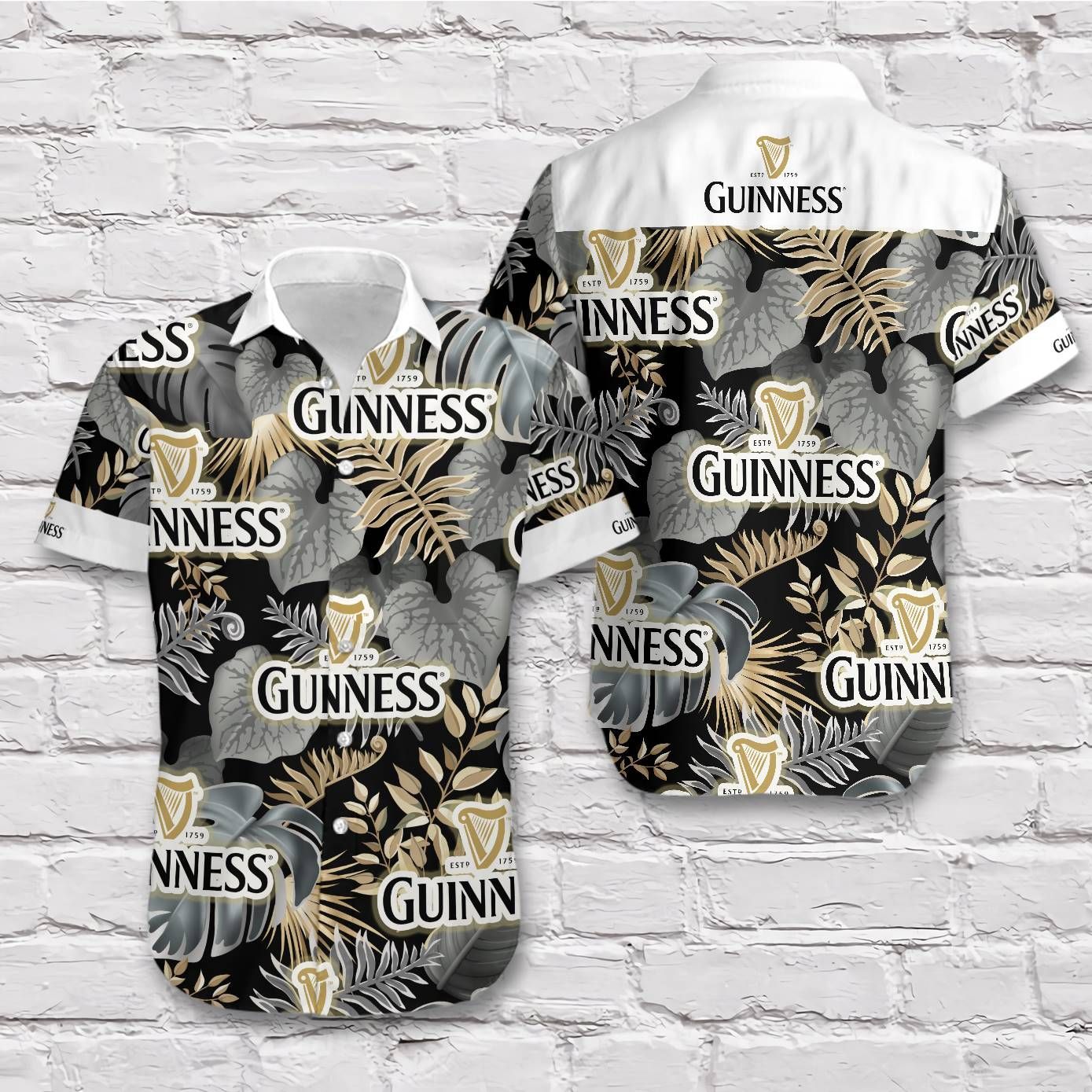Green Tropical Palm Guinness Beer Hawaiian Shirt