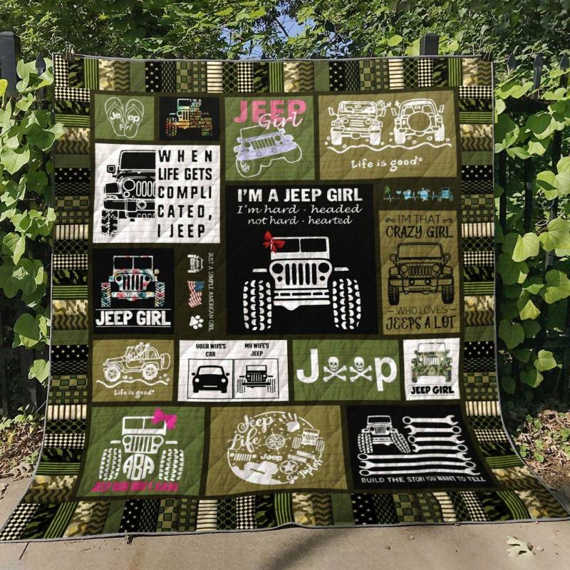 Jeep and Flowers Quilt Bed Set Quilt Blanket