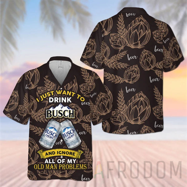Summer Seafood Busch Light Hawaiian Shirt