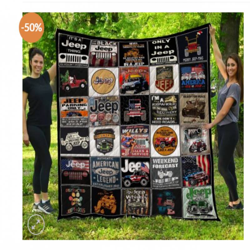 Black and Tan Doberman Jeep Wrangler Sport Quilt Blanket