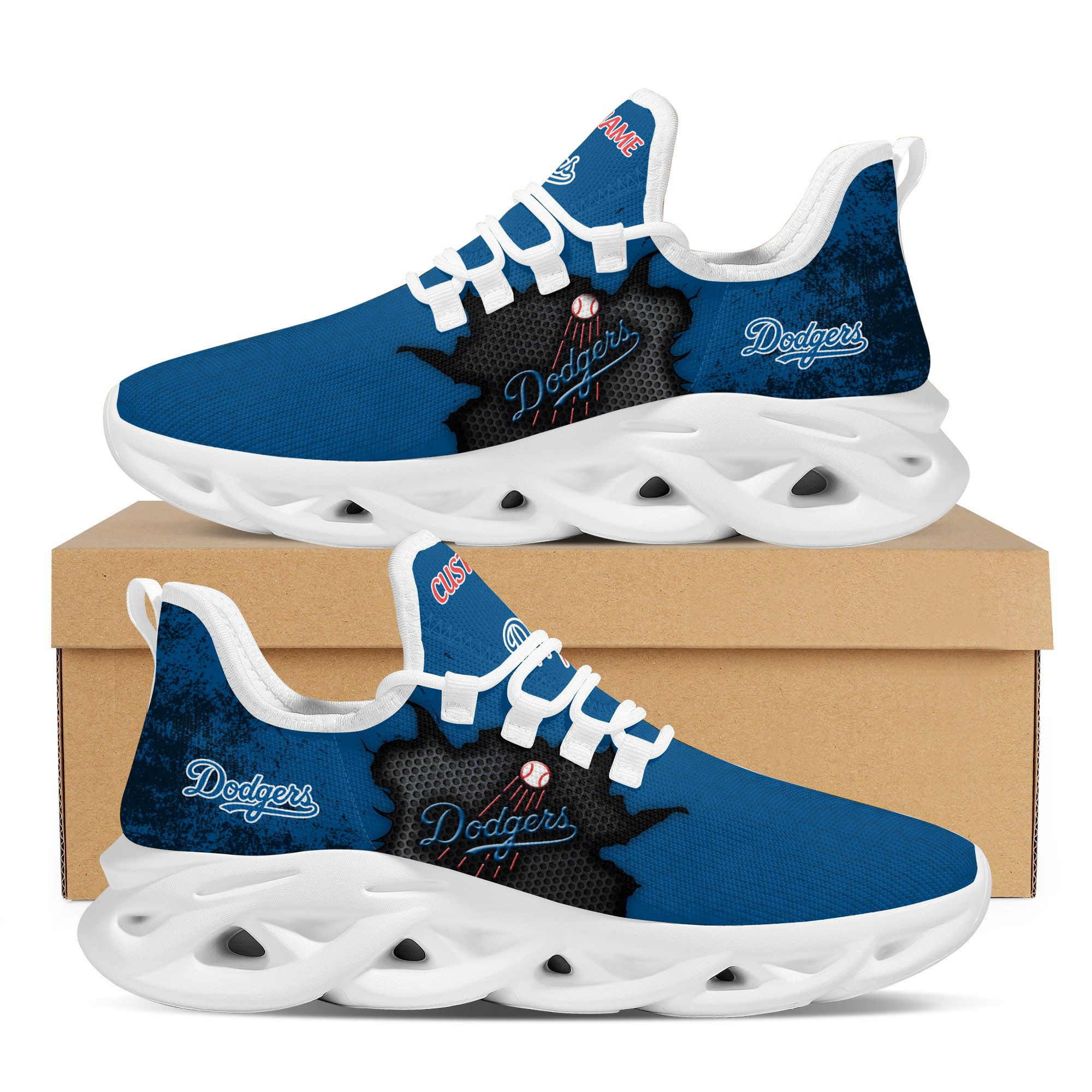 Los Angeles Dodgers Mascot Custom Name Personalized Max Soul Sneakers Running Sports