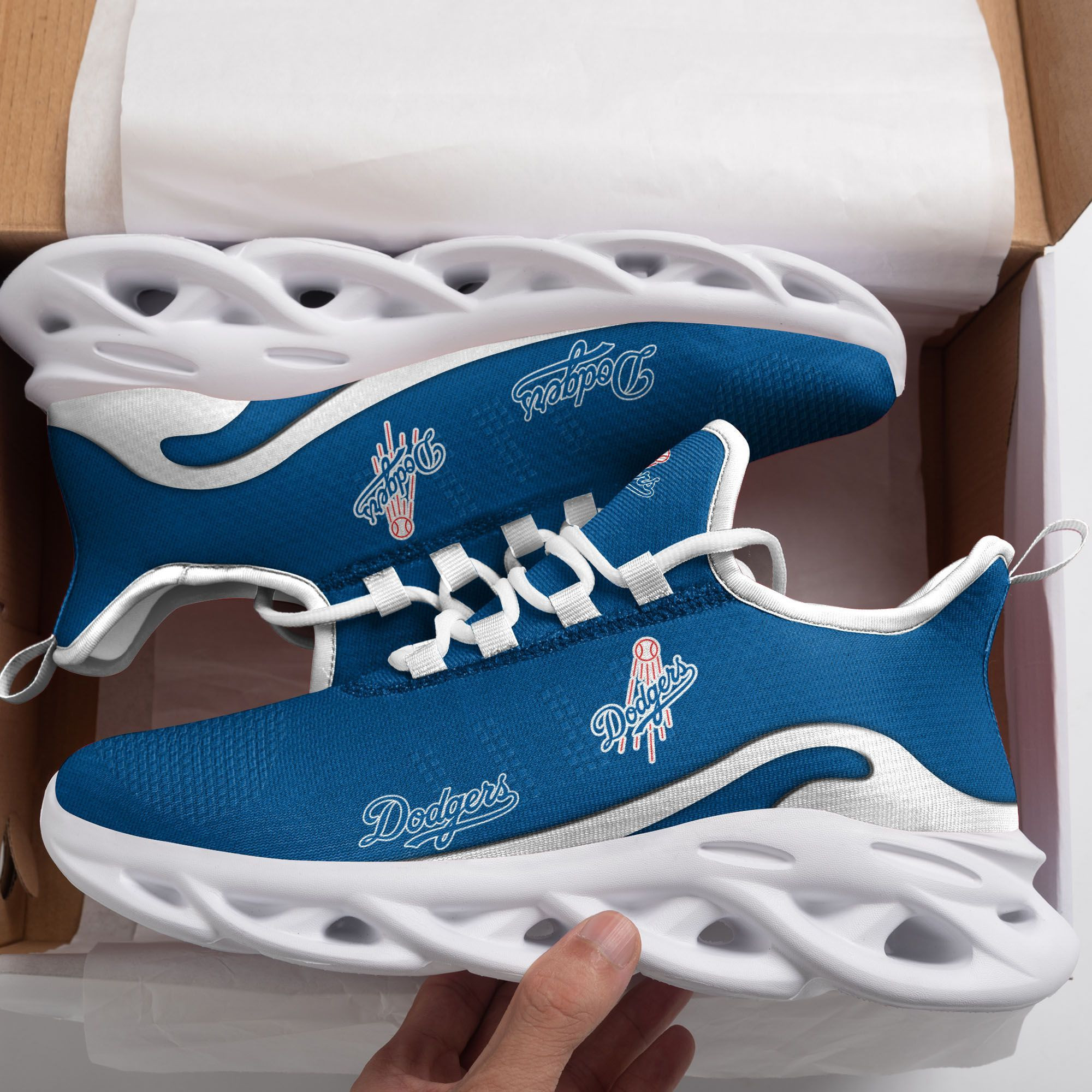 Los Angeles Dodgers Cracked Design Trending Max Soul Clunky Sneaker Shoes  Custom Name Personalized