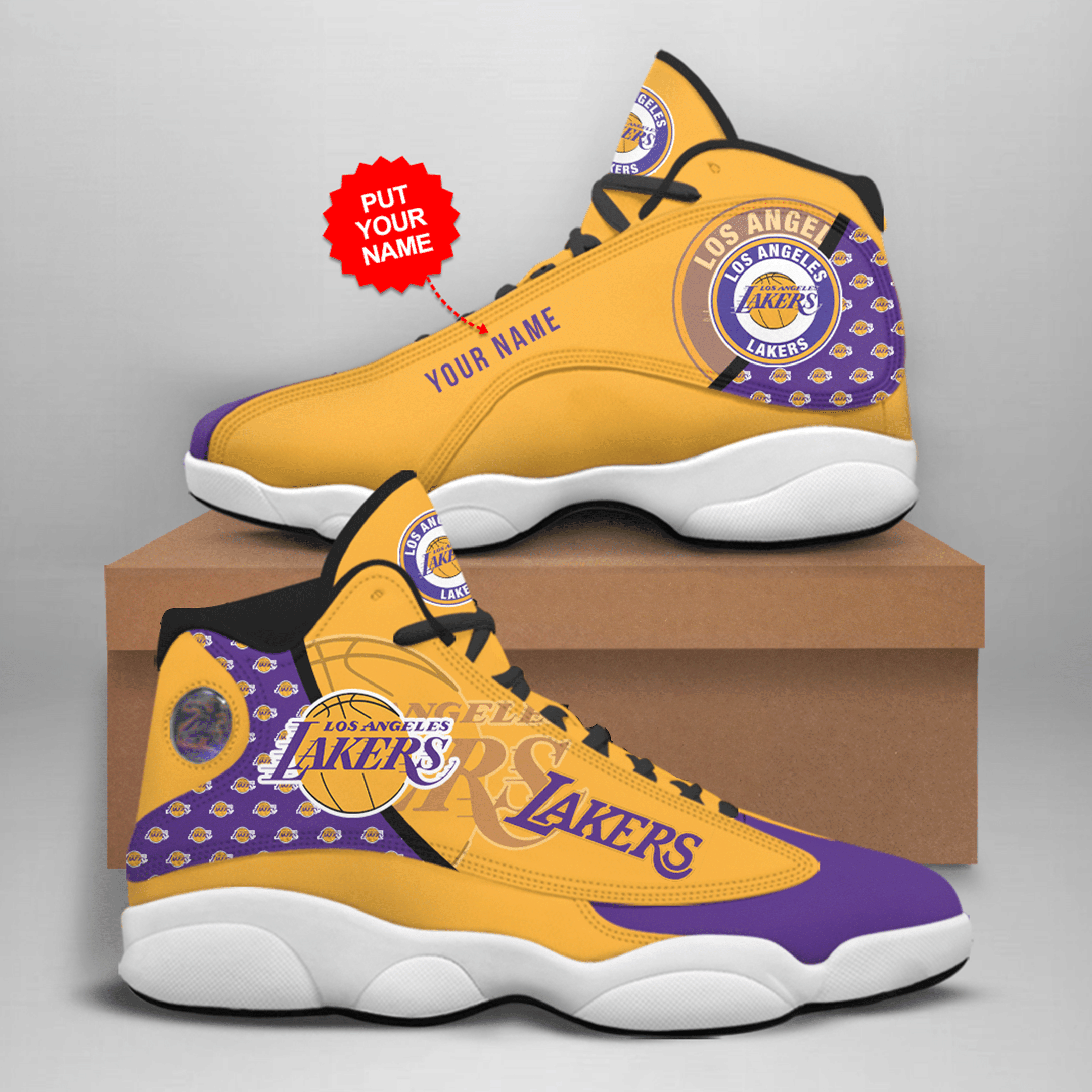 Los Angeles Lakers Custom Name JD13 Shoes - v3