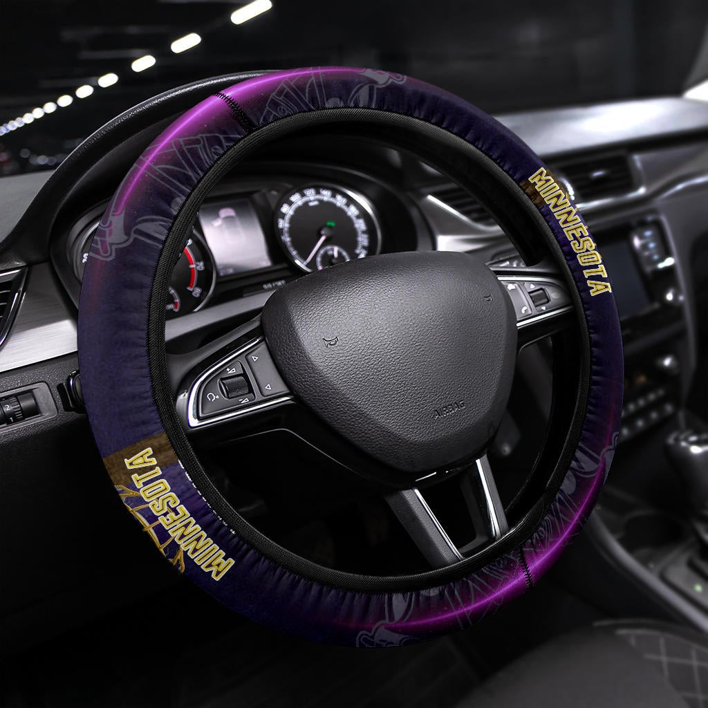 Team Steering Wheel Cover - Seattle Seahawks Head On Football Grass Field Steering Wheel Cover