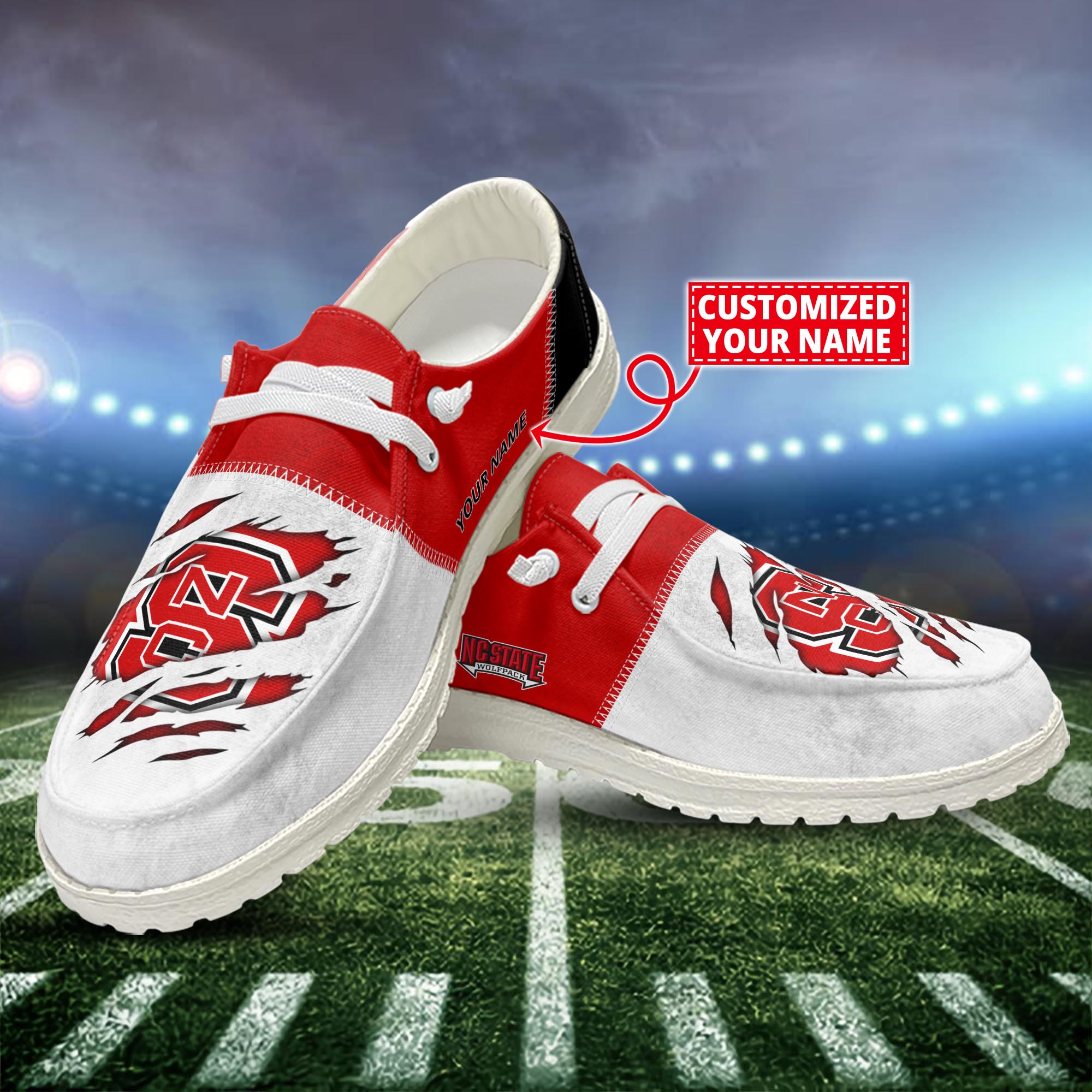 North Carolina Tar Heels Personalized Hey Dude Sports Shoes - Custom Name Design