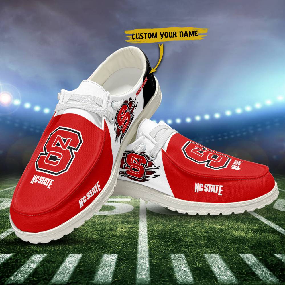 NC State Wolfpack Personalized Hey Dude Sports Shoes - Custom Name Design