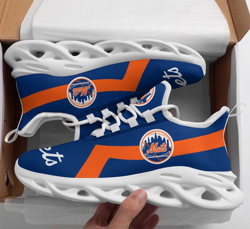 New York Mets Leaf and Stripe Pattern Men's and Women's Max Soul Shoes NLA61250