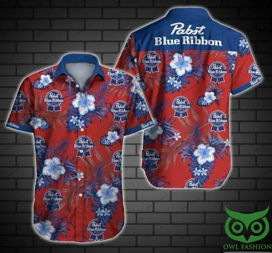 Miller High Life Beer White And Red Pink Flowers Hawaiian Shirt