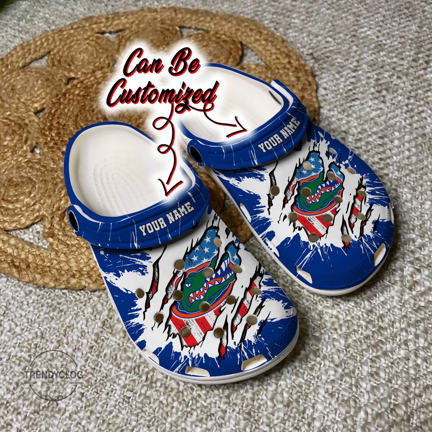 Sport Crocs Personalized Fgators University Ripped American Flag Clog