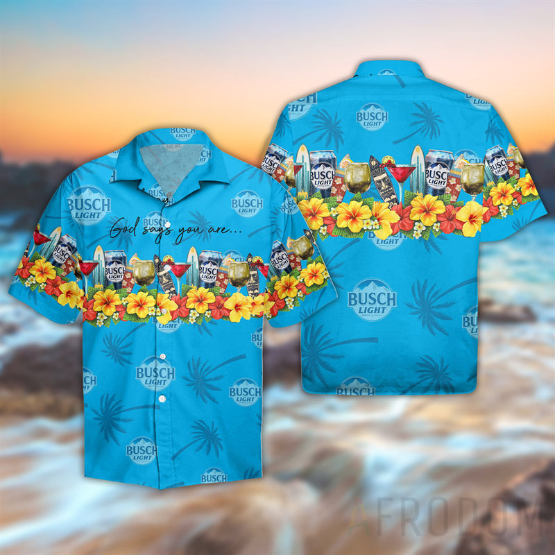 Tropical Palms Busch Light Hawaiian Shirt