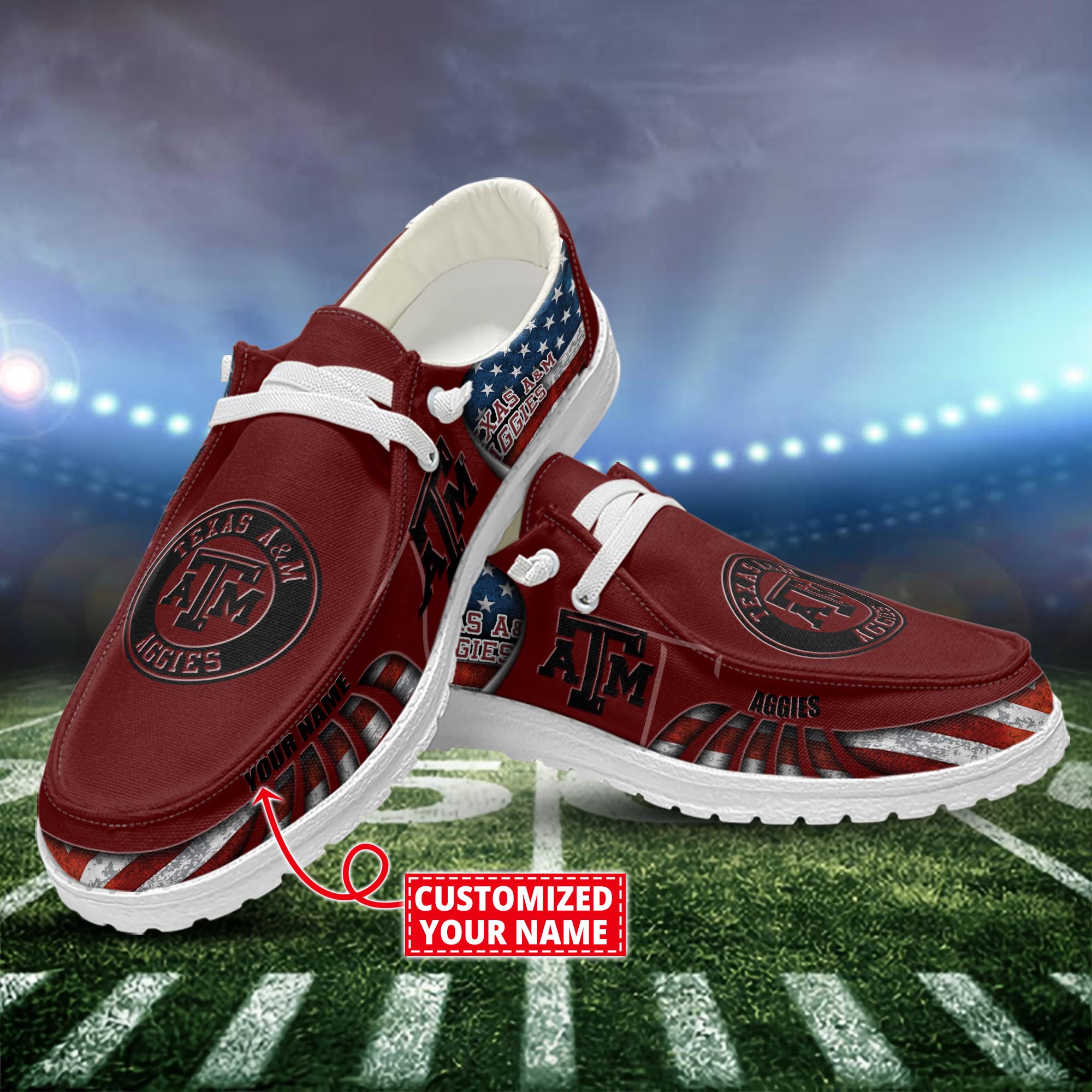 New England Patriots Personalized Hey Dude Sports Shoes - Custom Name Design