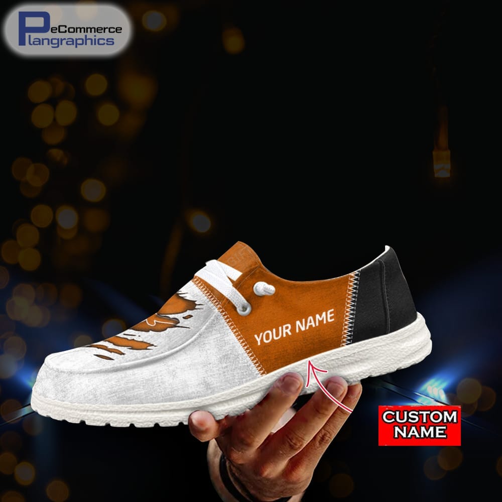 Texas Longhorns Custom Name Hey Dude Shoes 