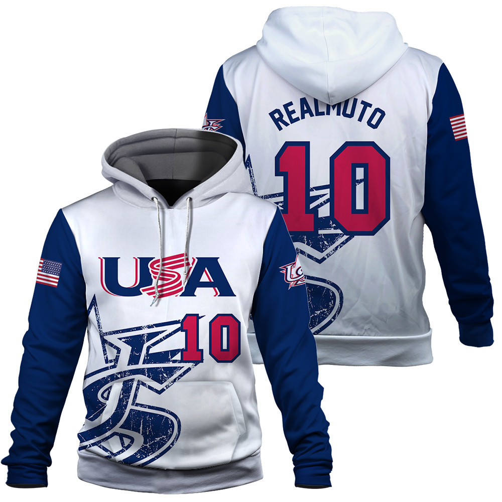 USA For Glory Baseball Flag 2023 Arenado 28 World Baseball Classic Blue Unisex 3D Hoodie