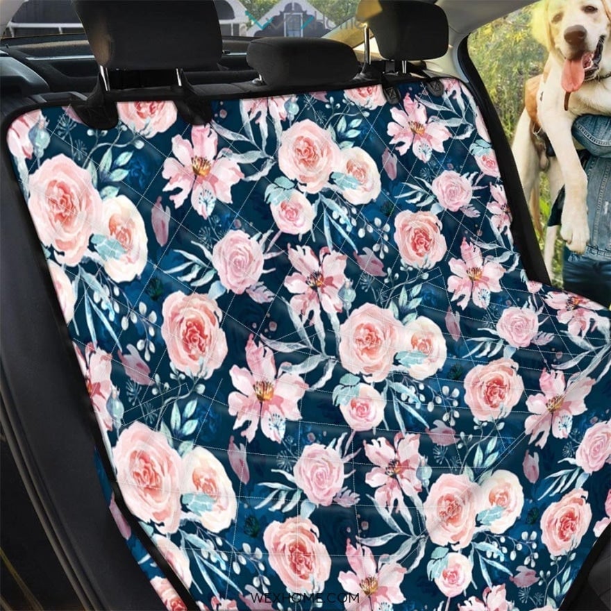 Vintage Pink Rose Floral Print Pet Car Seat Cover